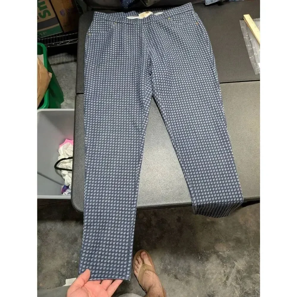 Michael Kors Blue and White Patterned Pants Women's 1X